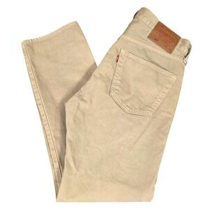 Mens 501 Jeans Levis Beige Tan Premium Quality Button Fly Denim  Big E 32 X 30